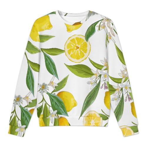 Yellow Lemon Print Loose Fitting Pullover Sweater Soft, Warm, and Comfortable3