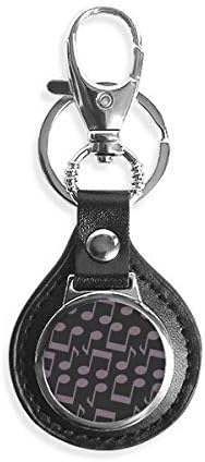 DIYthinker Dark Purple Music Notes Black Key Chain Ring Keyholder Hook Leather Metal image 2