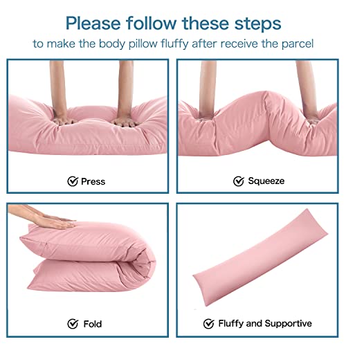 Beddingology Body Pillow With Cover - 20X54 Quilted Full Body Pillowcase For Side Sleeper - Long Fluffy Down Alternative Pillows, Suitable For Bedroom Sofa, Couch(Pink) #TOP2