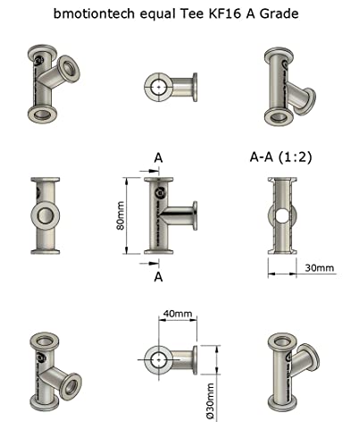 Image of bmotiontech superior Grade - ISO-KF KF16 KF25 KF40 Flange Equal TEE Fitting 3 Ways Vacuum (KF16 Equal TEE)