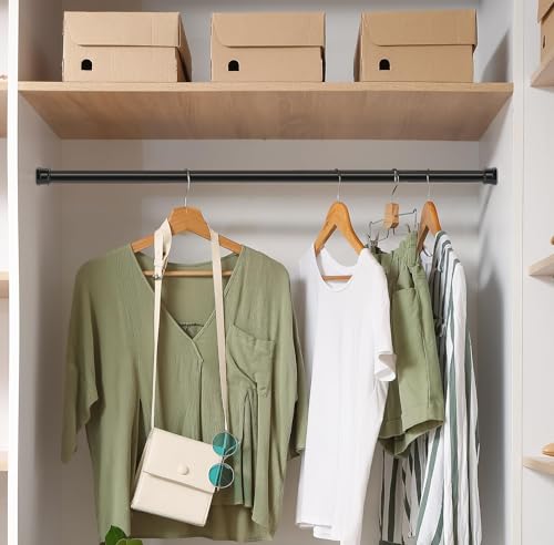 Ginbel Direct Shower Curtain Rod 56-104 Inch, 1"Diameter Spring Long Adjustable Tension Curtain Rods For Bathroom Windows Closet No Drilling No Rust, Black thumb #7