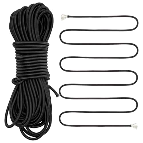 Ksvaye Cuerda Elastica 8mm x 10 m Goma Elástica Redonda Cuerda Expansora Negro para Remolque Lona Camping Piscina...