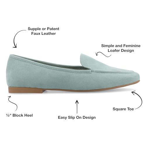 Image of Journee Womens Suede Loafer Flat Square Toe Noticed Topline Padded Block Heel - Tullie Casual Dress Shoe