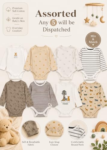 Image of TuddyBuddy 100% Cotton Multi Color Romper /Bodysuit /Onesies for Baby Boys & Baby Girls