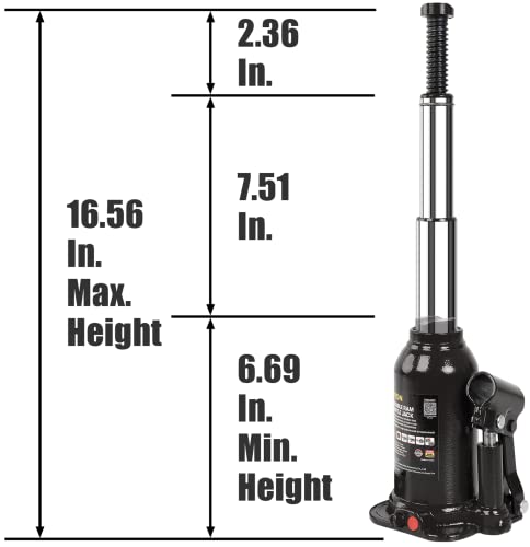 Torin 4 Ton (8,000 Lbs) Double Ram Welded Hydraulic Car Bottle Jack For Auto Repair And House Lift, Black, Ath80402Xb #TOP1