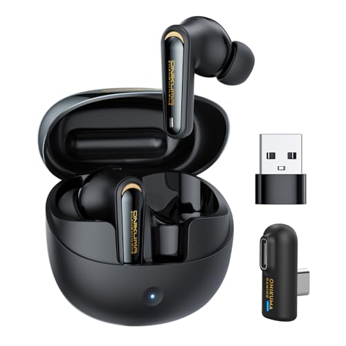 Wireless Active Noise Cancelling Gaming Earbuds-Dongle rechargeable-20ms Ultra-Low Latency, Dual-Mode 2.4GHz & Bluetooth 5.3, Hi-Fi Sound for PS5, Quest 3S/3/2, Nintendo Switch, Steam Deck