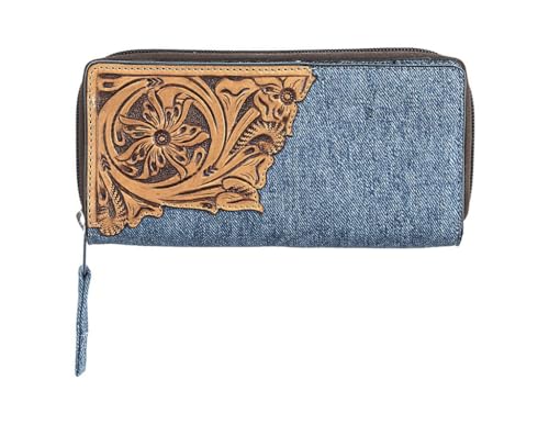 Western Wallet Womens Floral Overlay Remi Denim D330011820