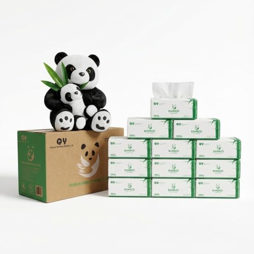Image of Soft Durable Bamboo Facial Tissues - 3 Ply bleached Facial Paper Dry or Wet Use 12 Packs(150 Tissue per Pack, 1800 Tissues Total)