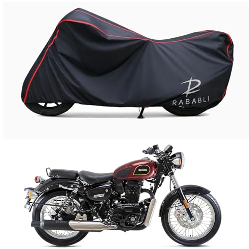 Image of Waterproof Bike Body Cover Compatible for | Benelli Imperiale-400 | Taffeta Fabric, Red Piping Design, Bottom Elastic Fit | Dustproof, Sun UV & Rain Protection for All Bikes