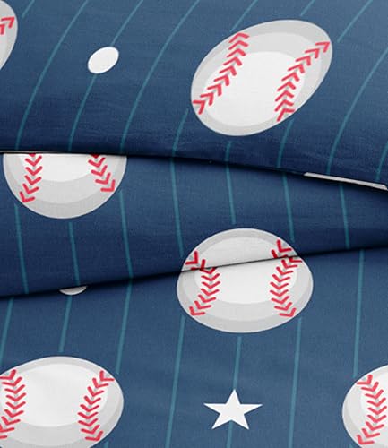 Kids Duvet Cover Set Twin/Twin XL Size - 2 Piece Baseball Duvet Cover Set & 1 Pillow Sham with...