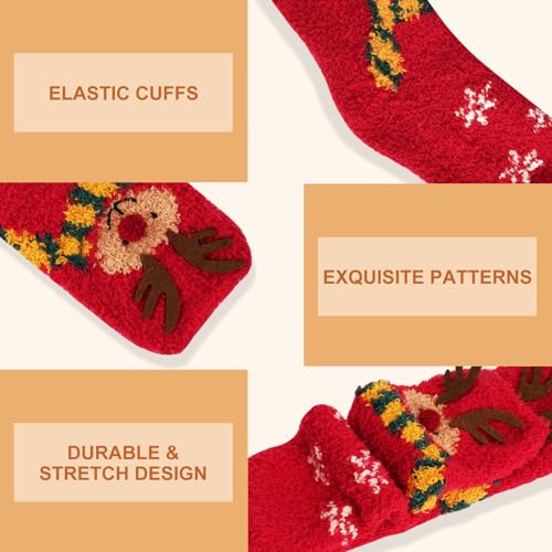 Image of Warm Cozy Valentines Gifts for Women-Fuzzy Socks, Warm Cozy Fluffy Super Soft Slipper Socks, Warm Socks for women,Free Size