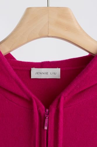 Image of JENNIE LIU Women's 100% Pure Cashmere Long Sleeve Zip Hoodie Cardigan Sweater