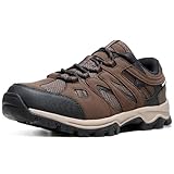 CAMELSPORTS Mens Hiking Shoes Walking Shoes for Men Outdoor Leather Mesh Lightweight Trail Sneakers Dark Brown 8.5