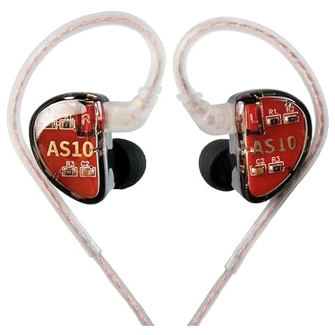 KZ AS10 Pure 5 Balanced Armature 5BA Earphone, Musician in Ear Monitor Headphone High Fidelity HiFi Headset (with Microphone, Black)… Cover