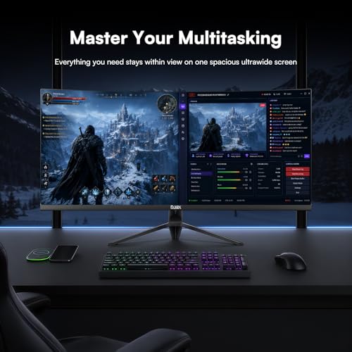 Image of 34 Inch Curved Gaming Monitor,21:9 WQHD 3440x1440 165Hz Curved 1500R - Ultrawide Computer Monitor PIP /PBP,1ms(MPRT) 127% sRGB,HDMI & DP,Tilt Adjustable,Panoramic for Office & Immersive Gaming