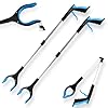LINKINNO Lot de 2 Outils de Ramassage, 82cm Pince telescopique Objet en Aluminium avec Tête Rotative 360° Poignée Ergonomique et Embouts Magnétiques pour la Collecte des Déchets (Bleu)