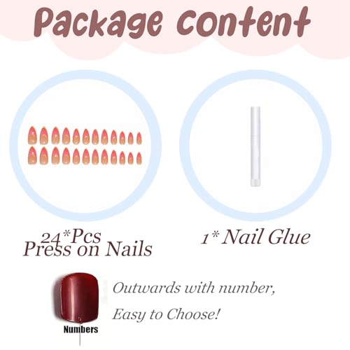 BABALAL Stiletto Press on Nails Long Fake Nails Pink Orange French Glue on Acrylic False Nails 3D Gold Chrome Texture Design Y2k 24Pcs Almond Stick on Handmade Ombre Summer - Thumbnail 4