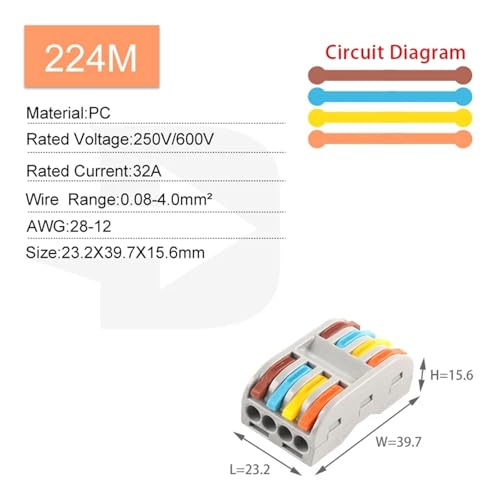 Conectores universales SPL para cajas de conexiones y empalmes eléctricos rápidos NC-224M 2