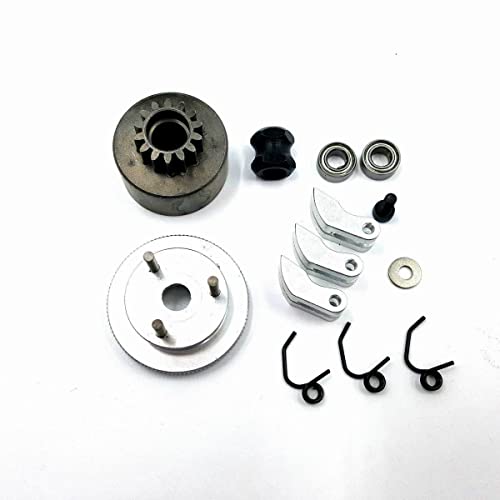 Rc Clutch Bell 14T Gear Bearing Clutch Shoes Springs Cone&Engine Nut Flywheel Assembly For Hsp 1/8 Rc Model Nitro Car 81020 - (Color: Blue) #TOP4