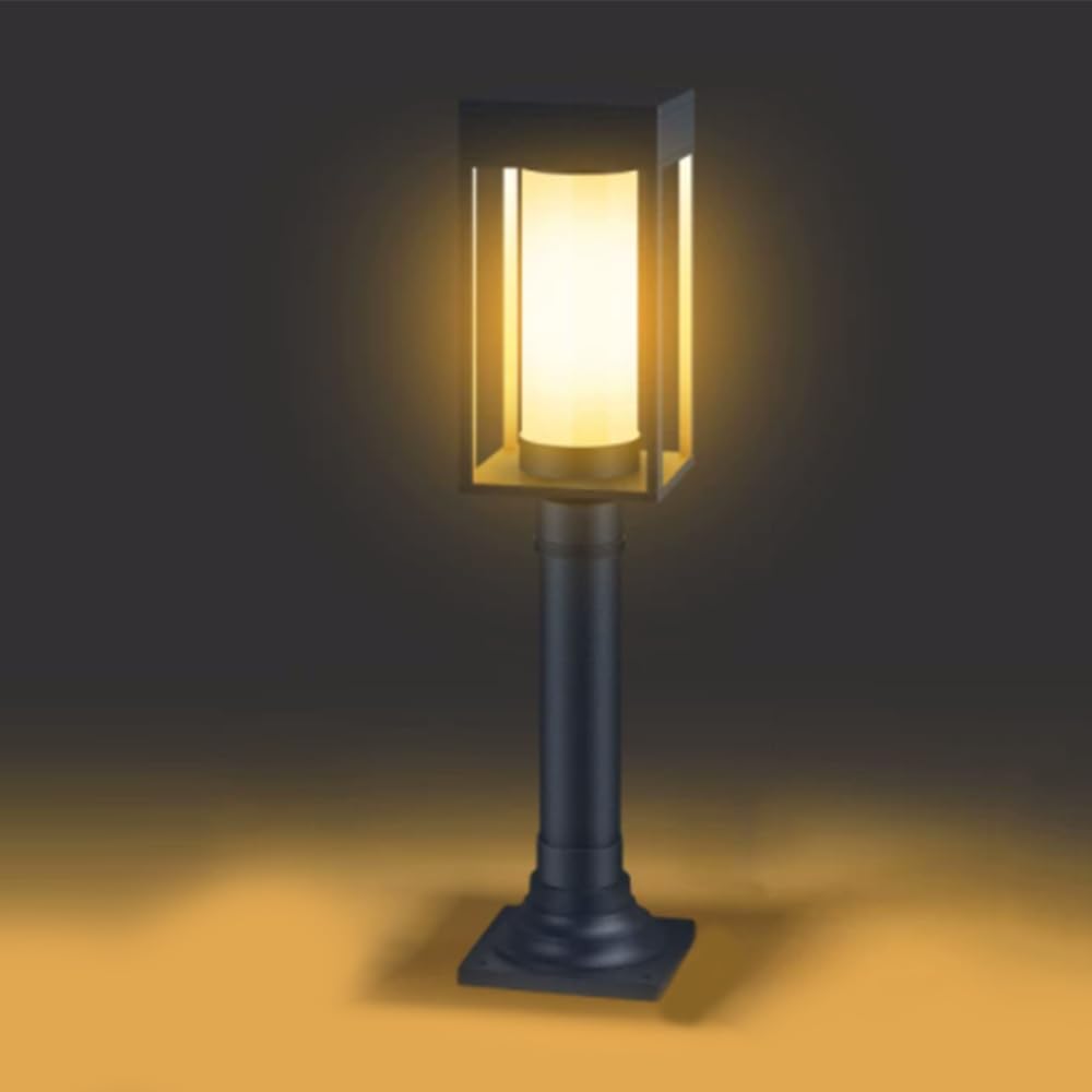 HCIPJQY Black Matte Waterproof Bollard Column Lamp Industrial Modern Post Light for Landscape Exterior Garden Pillar Pole Lantern, Column Cap Lamp for Garden, Patio, Pathway Driveway