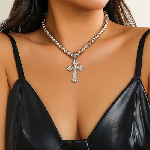 Cross Pendant Necklace Bead Necklace Gift for Women3