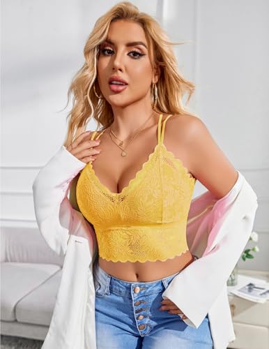 Image of Avidlove Lace Bralette for Women V Neck Camisoles Racerback Adjustable Strap Sexy Crop Tops