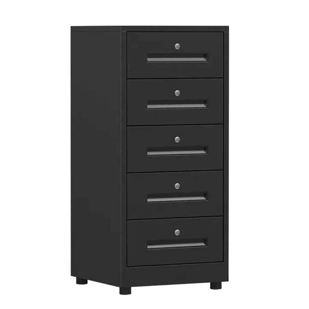 YNIYUJKL File Cabinet Commercial Vertical Steel Filing Cabinet, 5-Storey Drawer Type Lockable Lockers, Space Saving And Large Capacity,Black-40x39x85cm