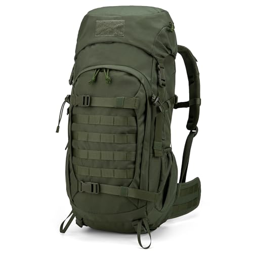 Mardingtop Mochila de sobrevivência de caminhada de 50 L, mochila com capa de chuva para caminhadas, mochilão, ciclismo, acampamento, sobrevivência