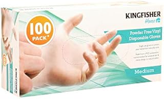 Kingfisher kgv6 powder free vinyl disposable gloves, medium, 100 pieces