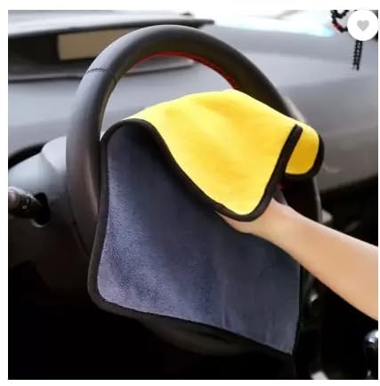Image of Heavy Microfiber Cloth for Car Cleaning and Detailing, Dual Sided, Extra Thick Plush Microfiber Towel Lint-Free, 40cm x 40cm, (Pack of 2) 500 GSM