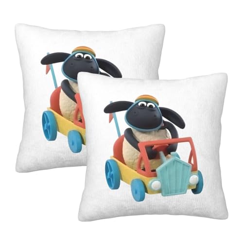 枕カバー ひつじのショーン クッションカバー 2枚セット 座布団カバー まくらカバー おしゃれ 可愛い ソファ背当て 抱き枕 インテリア飾り オフィス 部屋飾り 四季通用 40X40cm