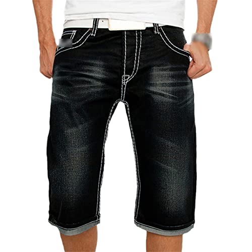 Short en jean homme grande taille Kelsiop : l'élégance du denim patchwork