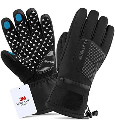 Hikenture Ski Gloves With 3M Thinsulate, Extra Warm Snow Gloves For Men & Women, Insulated Waterproof Snowboard Gloves, Thermal Touchscreen Skiing Gloves For Cold Weather, Windproof Winter Gloves #TOP19