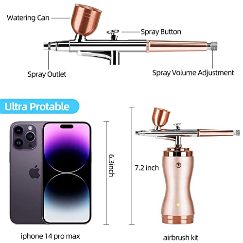 Upgraded Airbrush Kit With Compressor - Non-Clogging 32Psi Air Brush Gun, Rechargeable Handheld Cordless Airbrush For Doodling, Nail Art, And Tattoos - Mini Airbrush With 0.3Mm Nozzle Size #TOP3