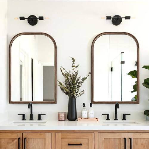 24"x36" Solid Wood Bathroom Mirror Tempered Glass for Wall Mounted, Rustic Wood Frame Wall Mirror Decorative for Living Room Bedroom Vanity Mirror Entryway Mirror, Rustic Brown by Acovy - Image 2