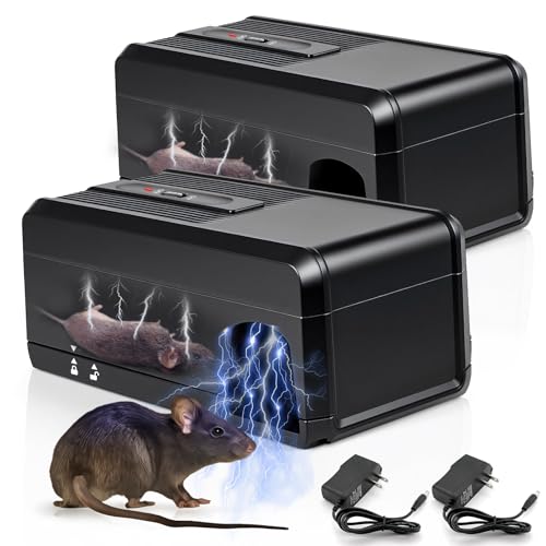 Paquete de 2 trampas electrónicas para ratones mejoradas 2025, trampa eléctrica para ratones, trampas para ratones para matar en interiores, reutilizables y sin tocar, control de ratones para uso en