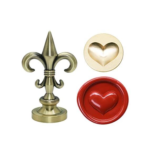 SWANGSA Sello de cera de corazón 3D, sello de sello de sello de bronce galvanizado vintage con mango de flor para…