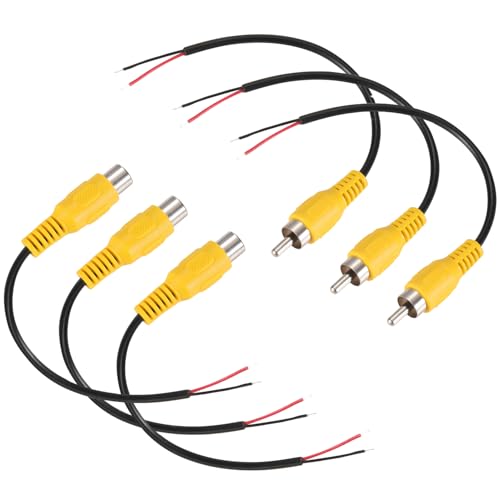 Greluma 6 piezas Adaptador de conector RCA macho y hembra de 15 cm a cable de altavoz, cable pelado con extremo abierto.
