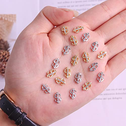 10 Pcs Nail Art Rhinestones Shiny Alloy Dollar Sign Nail Charms Nail Art Decoration Money Design Nail Decoration For Women Diy Nail Art Design (10 Pieces) #TOP2