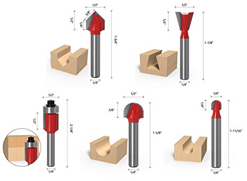 1/4 inch Router Bit Set, 15pcs 6.35mm Shank Tungsten Carbide Tipped Router Bit Set with Wooden Box, Double Flute Wood Milling Saw Cutter, for Handwork and DIY 3 1/4 inch Router Bit Set, 15pcs 6.35mm Shank Tungsten Carbide Tipped Router Bit Set with Wooden Box, Double Flute Wood Milling Saw Cutter, for Handwork and DIY - Image 3