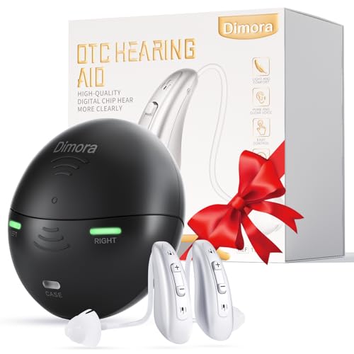 Dimora OTC Hearing Aids for Seniors, BTE Rechargeable Digital Hearing Aids with 16-Channel Sound Processing, Noise Cancelling, Comfortable Behind-The-Ear Design, Long-Lasting Battery, Easy to Use