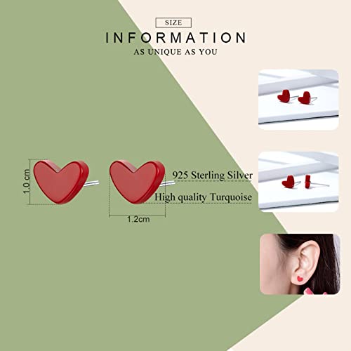 Boucles d'oreilles pierre rouge turquoise argent sterling 925