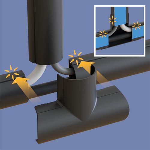 Image of D-Line Medium Cable Raceway Accessory Pack, Join 1.18in x 0.59in Cord Cover Lengths, 10 Accessories Included, Hide Cords Around a Variety of Angles - Black