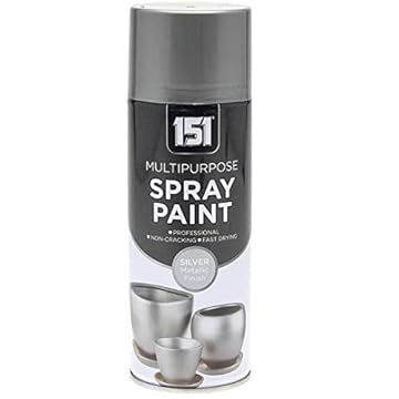 Paint Factory 400ml Professional Quality Fantastic Finish All-Purpose Interior Exterior Household Spray Paint for Wood Metal Plastic Ceramics & More (Metallic Silver)