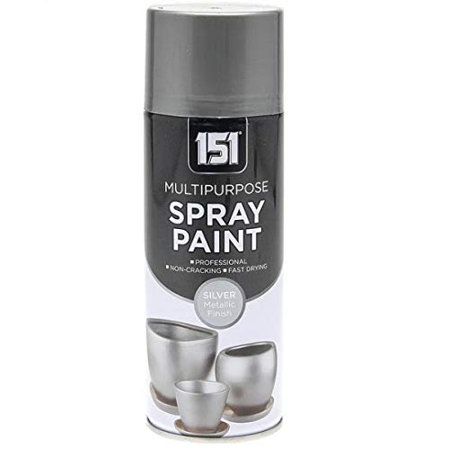 Paint Factory 400ml Professional Quality Fantastic Finish All-Purpose Interior Exterior Household Spray Paint for Wood Metal Plastic Ceramics & More (Metallic Silver)