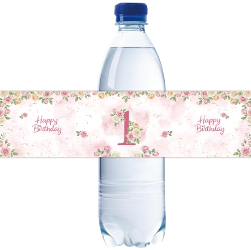 Emballage sur le thème des fleurs pour bouteille d'eau et cadeaux d'invités roses
