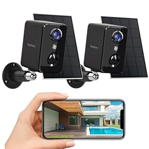 Septekon 2K Security Camera Outdoor Wireless, Solar Powered WiFi Camera, Home Surveillance System with Spotlight & Sound Alarm, IP66, 2-Way Audio, AI Detection, Requires 2.4GHz WiFi, 2pcs