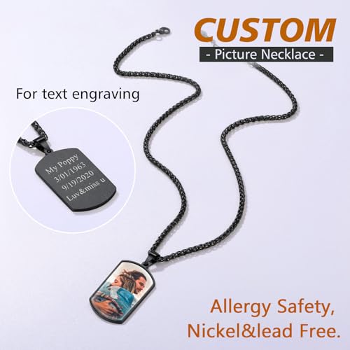 FindChic Creative Photo Necklace Personalized for Men Women Dog Tag/Square/Round/Angel Wing/Cat/Oval Shaped Stainless Steel/18K Gold Plated Picture Pendant Custom Text Memorial Jewelry, with Gift Box4