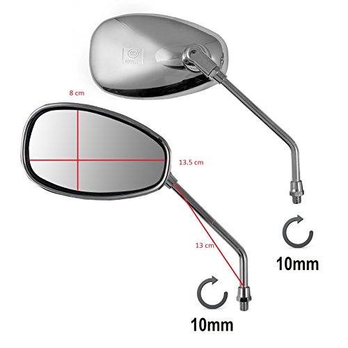 A-Pro Mirrors Rearview Scooter Moped Motorcycle Motorbike Chrome M10 #TOP1