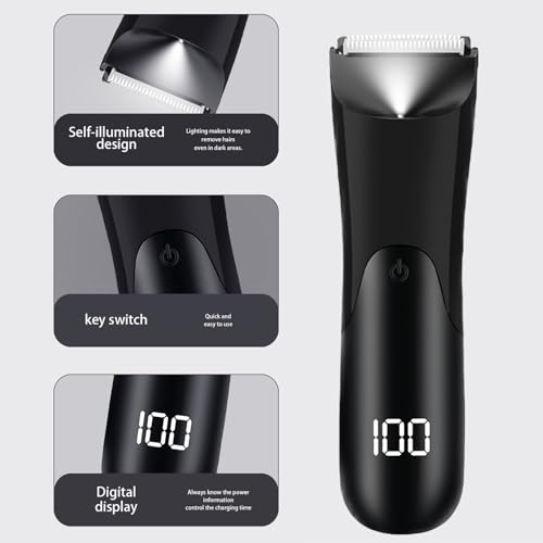 Cortapelos para evitar tirones en zonas íntimas y sensibles con corte digital LCD 3